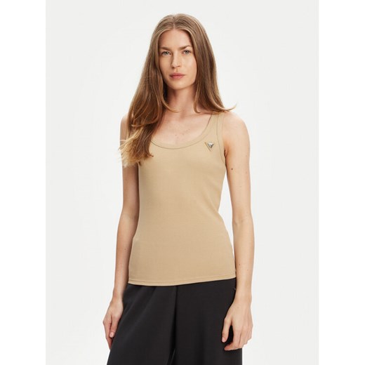 Guess Top V4YP06 K8RT2 Beżowy Regular Fit ze sklepu MODIVO w kategorii Bluzki damskie - zdjęcie 184016159