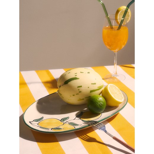 Sinsay - Talerz z ręcznie malowanym wzorem - żółty Sinsay One Size Sinsay