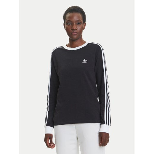 adidas Bluzka adicolor 3-Stripes JC5774 Czarny Regular Fit ze sklepu MODIVO w kategorii Bluzki damskie - zdjęcie 184019249