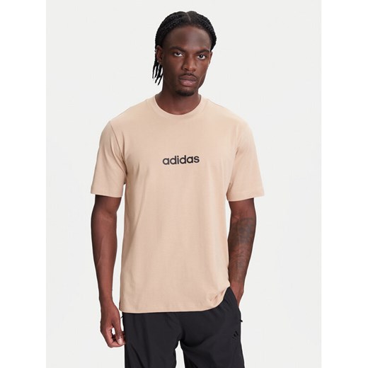 adidas T-Shirt Essentials Linear JX5709 Beżowy Regular Fit ze sklepu MODIVO w kategorii T-shirty męskie - zdjęcie 184019295