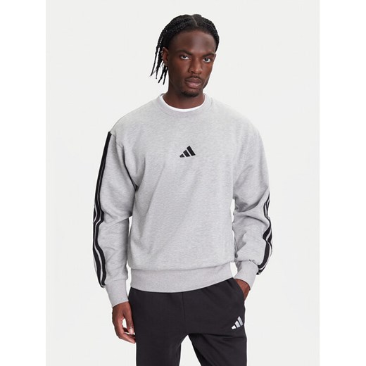 adidas Bluza Essentials 3-Stripes JE6308 Szary Regular Fit ze sklepu MODIVO w kategorii Bluzy męskie - zdjęcie 184019397