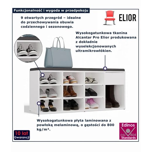 Biała szafka na buty z siedziskiem - Serdof Elior One Size Edinos.pl