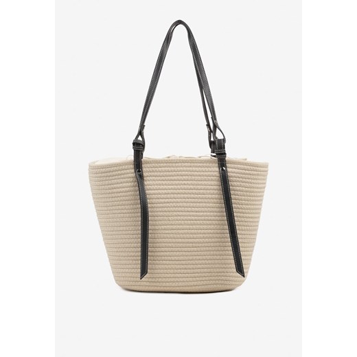 Beżowa Bawełniana Torebka Shopper z Szydełkowym Wzorem Luniatena ze sklepu born2be.pl w kategorii Torby letnie - zdjęcie 184020899