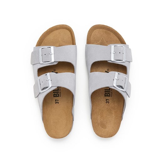 billowy Skórzane klapki w kolorze szarym Billowy 40 Limango Polska wyprzedaż