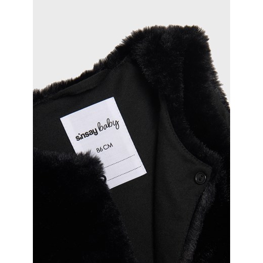 Sinsay - Kamizelka ze sztucznego futerka - czarny Sinsay 74 (6-9 m) Sinsay