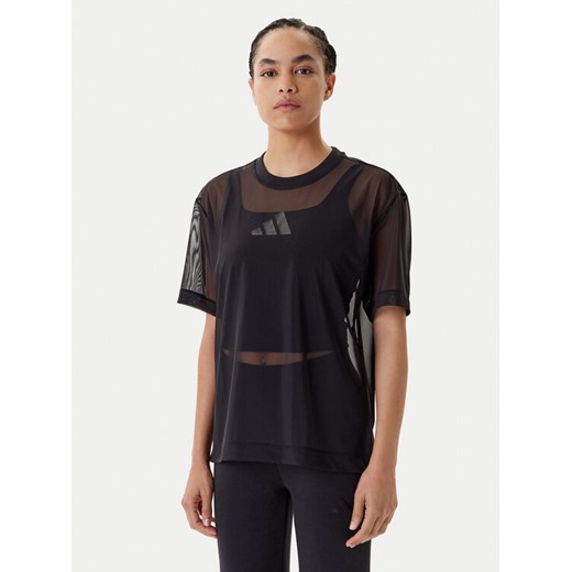 adidas T-Shirt ALL SZN Soft Lux Mesh JM3737 Czarny Loose Fit ze sklepu MODIVO w kategorii Bluzki damskie - zdjęcie 184025278