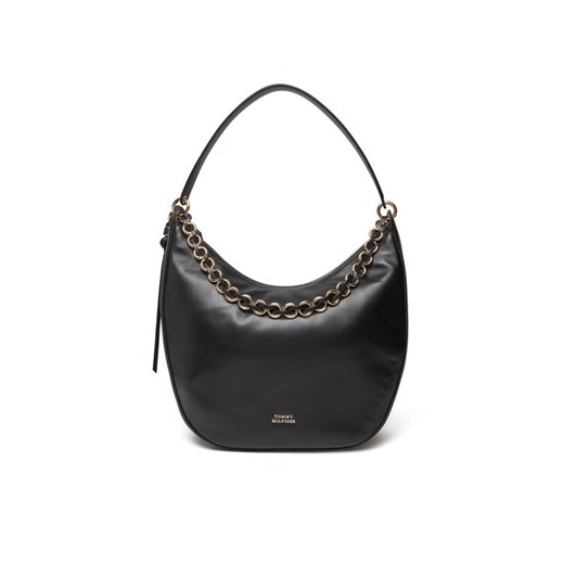 Torebka Tommy Hilfiger Moon Leather Hobo AW0AW17468 Czarny ze sklepu eobuwie.pl w kategorii Torebki damskie - zdjęcie 184026009