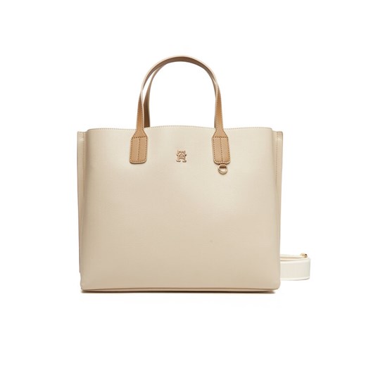 Tommy Hilfiger Torebka Th Distinct Satchel AW0AW17463 Beżowy ze sklepu MODIVO w kategorii Torby Shopper bag - zdjęcie 184026708