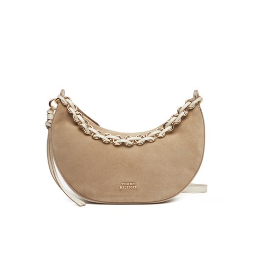 Tommy Hilfiger Torebka Moon Leather Crossover Suede AW0AW17537 Beżowy ze sklepu MODIVO w kategorii Listonoszki - zdjęcie 184026726
