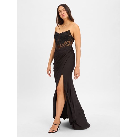 Luxuar Fashion Damska sukienka wieczorowa Kobiety czarny jednolity ze sklepu vangraaf w kategorii Sukienki - zdjęcie 184027369