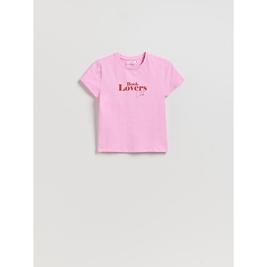 Reserved - T-shirt regular z nadrukiem - różowy Reserved XL Reserved