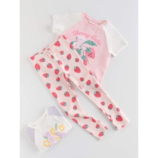 Reserved - Bawełniane legginsy we wzory - pastelowy róż ze sklepu Reserved w kategorii Spodnie dziewczęce - zdjęcie 184029687