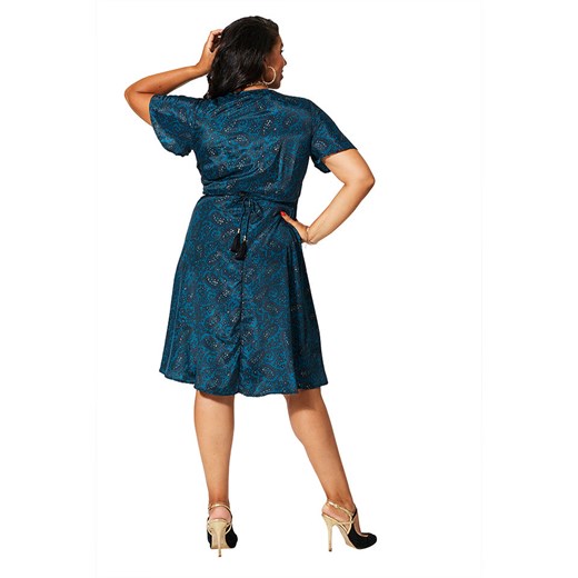 Sukienka Aller Simplement z krótkimi rękawami z dekoltem w serek 