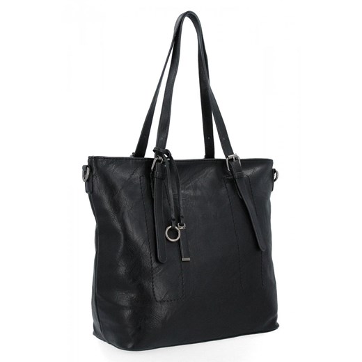 Uniwersalna Torebka Damska XL Shopper Bag firmy Hernan HB0213-1 Czarna ze sklepu PaniTorbalska w kategorii Torby Shopper bag - zdjęcie 184029946