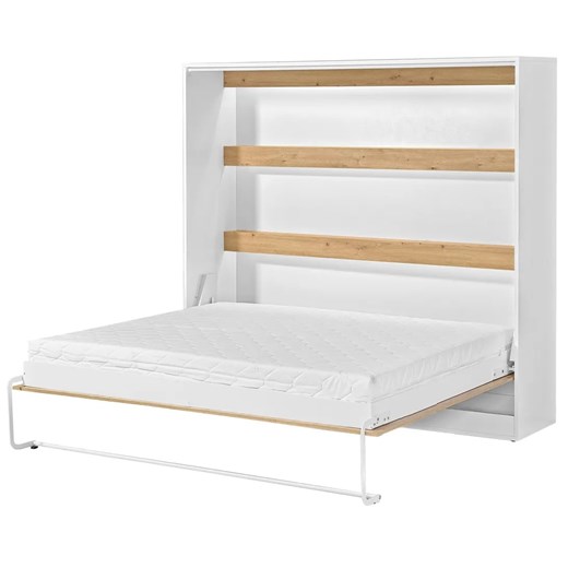 Poziomy rozkładany tapczan biały + dąb 160x200 H5-W19 ze sklepu Edinos.pl w kategorii Łóżka i materace - zdjęcie 184030719