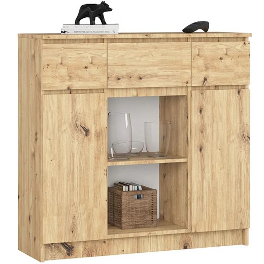 Komoda minimalistyczna do salonu dąb artisan - Nuvo ze sklepu Edinos.pl w kategorii Komody - zdjęcie 184030738
