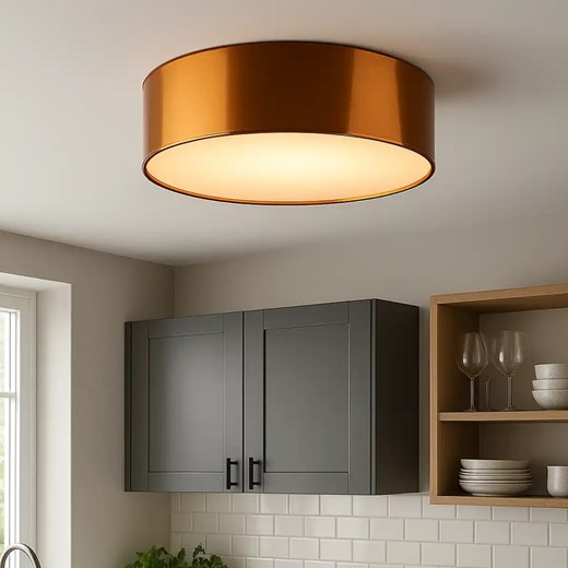 Miedziana lampa sufitowa do kuchni DUBAJ MIRROR fi - 60 cm ze sklepu Lysne w kategorii Lampy sufitowe - zdjęcie 184031266