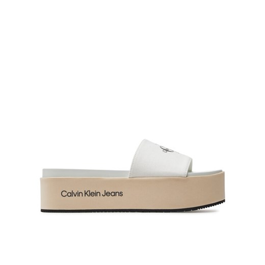 Klapki Calvin Klein Jeans Flatform Sandal Met YW0YW01036 Écru 38 eobuwie.pl