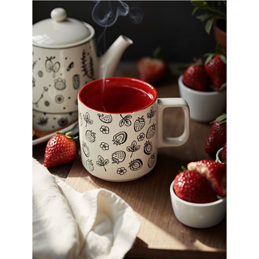Sinsay - Ceramiczny kubek z uchem z kolorowym środkiem - czerwony ze sklepu Sinsay w kategorii Kubki - zdjęcie 184032587