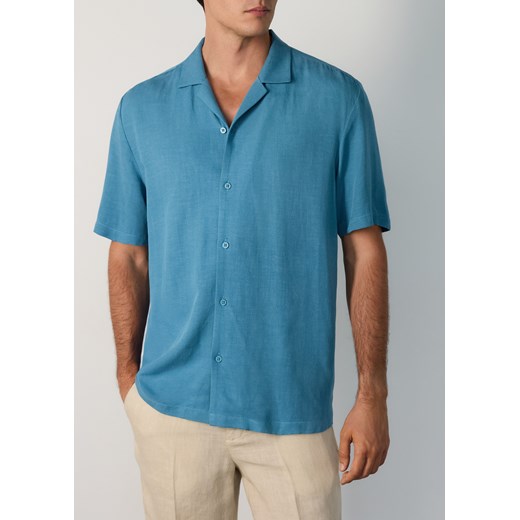 Koszula męska Reserved niebieska z klasycznym kołnierzykiem z krótkim rękawem 