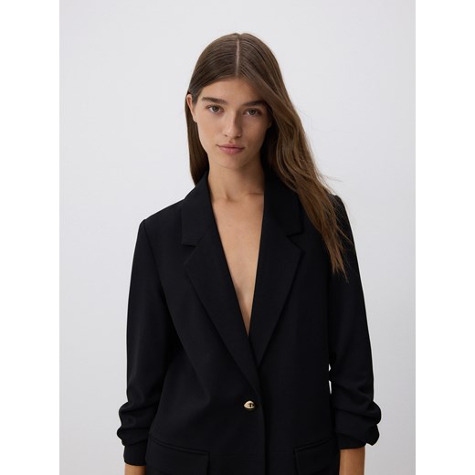 Reserved - Marynarka z marszczonymi rękawami - czarny Reserved M promocja Reserved