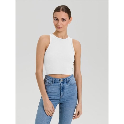 Sinsay - Crop top bez rękawów - biały ze sklepu Sinsay w kategorii Bluzki damskie - zdjęcie 184035536