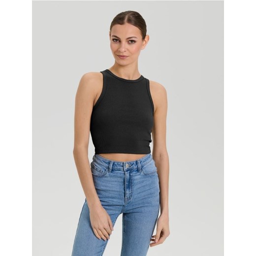 Sinsay - Crop top bez rękawów - czarny ze sklepu Sinsay w kategorii Bluzki damskie - zdjęcie 184035538