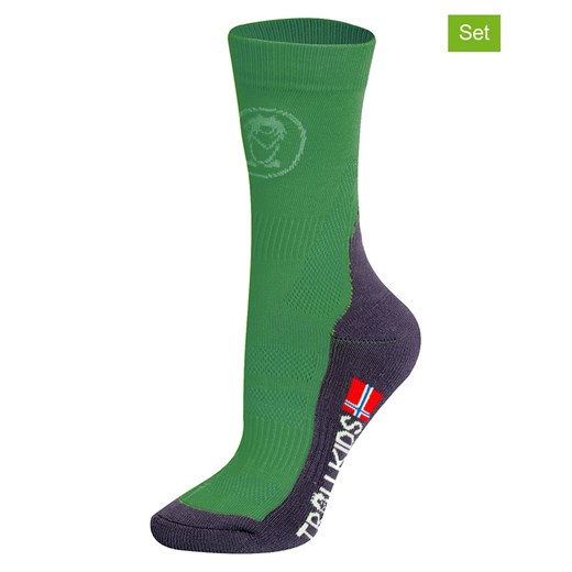 Trollkids Skarpety trekkingowe (2 pary) &quot;Mid Cut Socks II&quot; w kolorze zielonym ze sklepu Limango Polska w kategorii Skarpetki dziecięce - zdjęcie 184036768