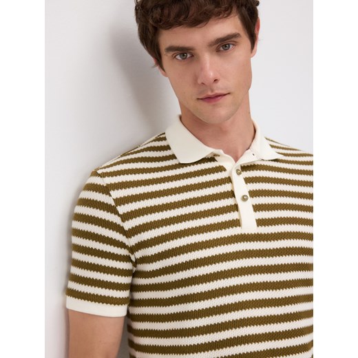Reserved - Koszulka polo w paski - biały ze sklepu Reserved w kategorii T-shirty męskie - zdjęcie 184037067