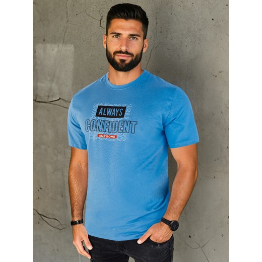 Koszulka męska z nadrukiem niebieska Dstreet RX5408 ze sklepu DSTREET.PL w kategorii T-shirty męskie - zdjęcie 184037115