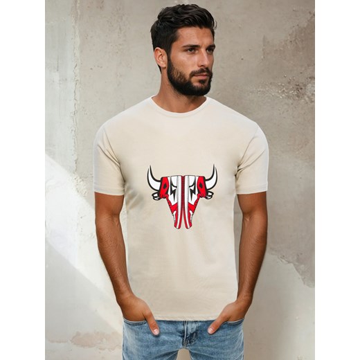 T-shirt męski beżowy Dstreet RX4932 ze sklepu DSTREET.PL w kategorii T-shirty męskie - zdjęcie 184037117