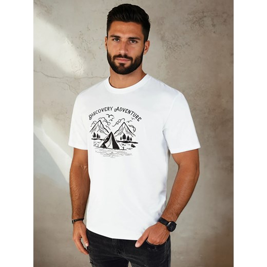 Koszulka męska z nadrukiem biała Dstreet RX5412 ze sklepu DSTREET.PL w kategorii T-shirty męskie - zdjęcie 184037155