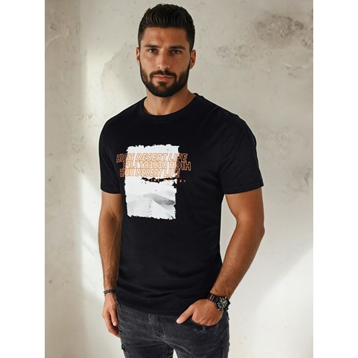 Koszulka męska z nadrukiem czarna Dstreet RX5489 ze sklepu DSTREET.PL w kategorii T-shirty męskie - zdjęcie 184037156
