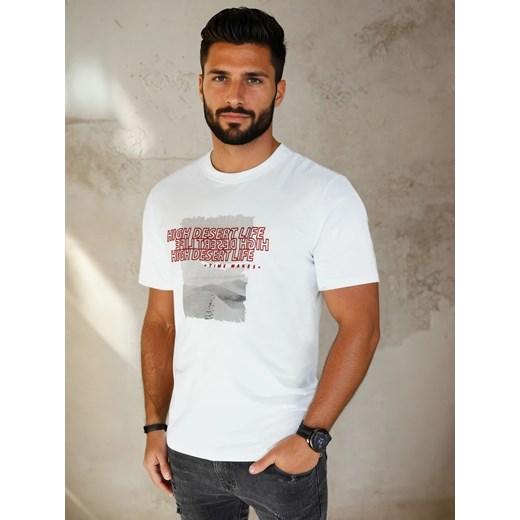 Koszulka męska z nadrukiem biała Dstreet RX5487 ze sklepu DSTREET.PL w kategorii T-shirty męskie - zdjęcie 184037165