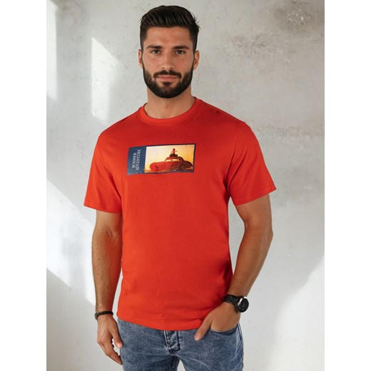 Koszulka męska z nadrukiem pomarańczowa Dstreet RX5486 ze sklepu DSTREET.PL w kategorii T-shirty męskie - zdjęcie 184037166