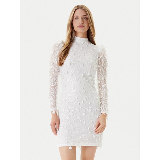 YAS Sukienka koktajlowa 26030914 Biały Slim Fit ze sklepu MODIVO w kategorii Sukienki - zdjęcie 184038446