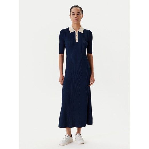 Tommy Hilfiger Sukienka dzianinowa WW0WW47216 Granatowy Slim Fit ze sklepu MODIVO w kategorii Sukienki - zdjęcie 184038459