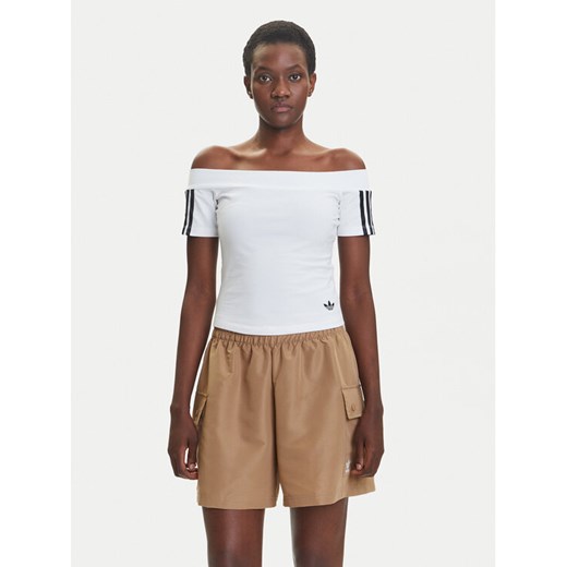 adidas Bluzka adicolor Bandeau JV9741 Biały Slim Fit ze sklepu MODIVO w kategorii Bluzki damskie - zdjęcie 184038579