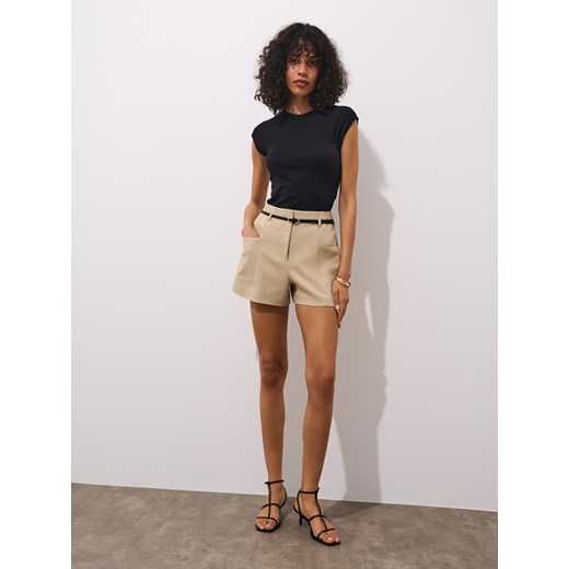 Bluzka damska Mohito z krótkim rękawem czarna z okrągłym dekoltem casual 