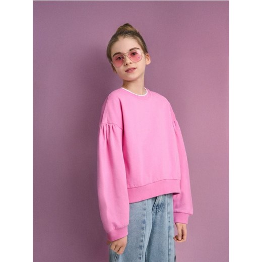 Sinsay - Gładka bluza z długim rękawem - różowy ze sklepu Sinsay w kategorii Bluzy dziewczęce - zdjęcie 184040536
