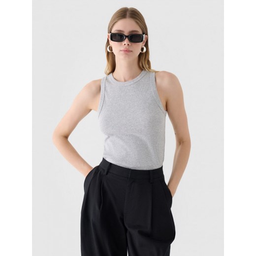 Damski top basic Outhorn OTHWAW24TSLEF153 - szary Outhorn S Sportstylestory.com