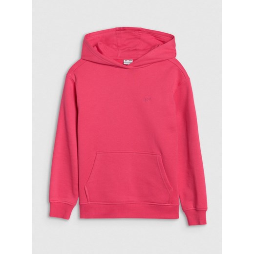 Dziewczęca bluza dresowa nierozpinana bez kaptura 4F 4FJWSS25TSWSF1854 - różowa ze sklepu Sportstylestory.com w kategorii Bluzy dziewczęce - zdjęcie 184040877
