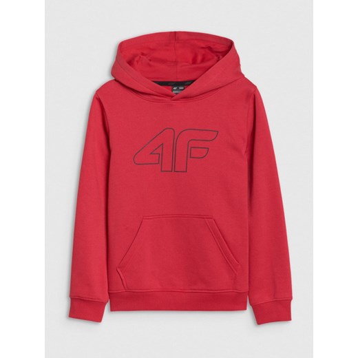 Chłopięca bluza dresowa nierozpinana bez kaptura 4F 4FJWSS25TSWSM1716 - czerwona ze sklepu Sportstylestory.com w kategorii Bluzy chłopięce - zdjęcie 184040918