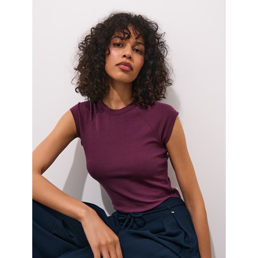 Bluzka damska Mohito czerwona z krótkim rękawem bawełniana 