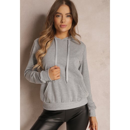 Szara Bluza z Kapturem Lemine ze sklepu renee.pl w kategorii Bluzy damskie - zdjęcie 184042456