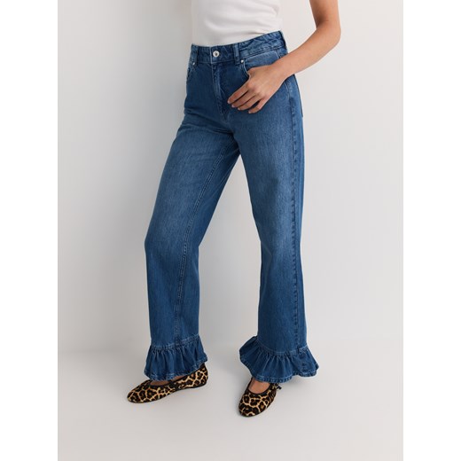 Reserved - Jeansy wide leg z falbankami - niebieski Reserved 42 Reserved