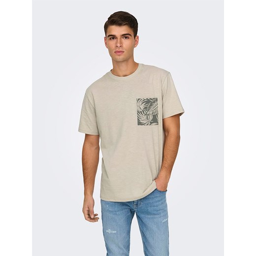 ONLY &amp; SONS Koszulka &quot;Perry&quot; w kolorze beżowym ze sklepu Limango Polska w kategorii T-shirty męskie - zdjęcie 184043127
