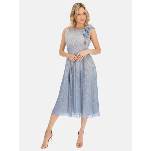 Elegancka niebieska sukienka koktajlowa midi L'AF Rianna ze sklepu Eye For Fashion w kategorii Sukienki - zdjęcie 184043879