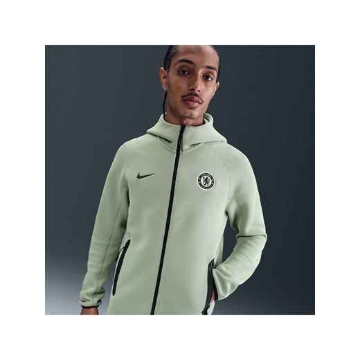 Męska dzianinowa bluza piłkarska z kapturem i zamkiem na całej długości Nike Chelsea F.C. Tech Windrunner - Zieleń ze sklepu Nike poland w kategorii Bluzy męskie - zdjęcie 184044187