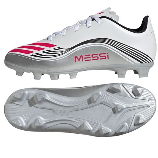 Buty piłkarskie adidas F50 Messi Club FG/MG JP7457 białe ze sklepu ButyModne.pl w kategorii Buty sportowe dziecięce - zdjęcie 184044458